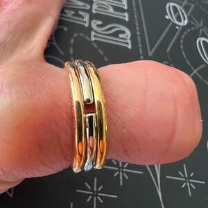 BVLGARI articulating 18k 3 color band.